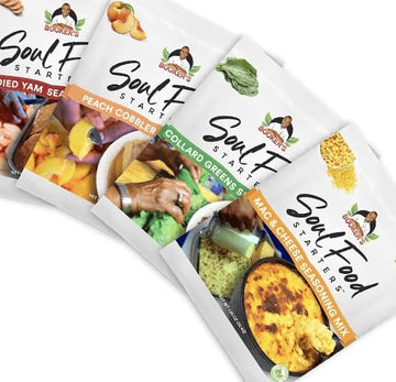 Bookers Soul Food Starters Sampler - Peach cobbler Yams collard greens Mac & cheese Mixes