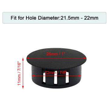 Suiwotin 30Pcs 22Mm (087) Black Hole Plugs Plastic Flush Type Hole Plugs Snap In Locking Hole Tube, Furniture Fencing Post Pipe