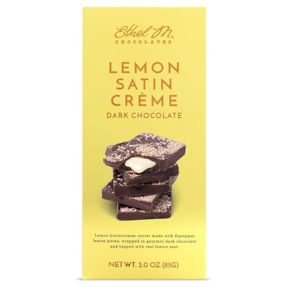 Ethel M Chocolates Small-Batch Gourmet Dark Chocolate Bar With Artisanal Lemon Satin Crme Topped With Real Lemon Zest (85G)