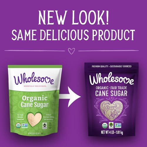 Wholesome Sweeteners 4-Pound Organic Cane Sugar, Fair Trade, Non Gmo, Gluten Free & Vegan For Baking And Sweetening, 6 Pack