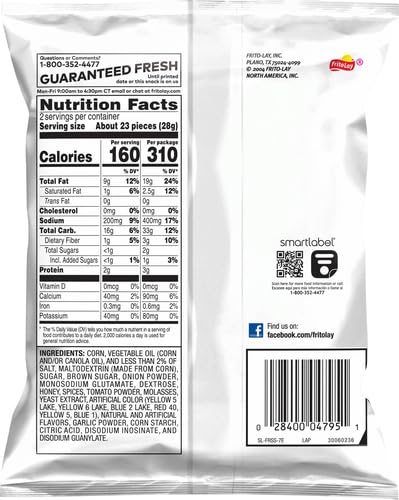 Fritos Corn Chips, Flavor Twists Honey Barbeque, 2-Ounce Large Single Serve Bags (Pack Of 64)