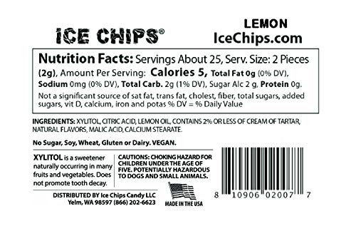 Ice Chips Xylitol Candy 3 Pack Assortment (Sour Apple, Sour Cherry, Lemon) 5.28 Oz