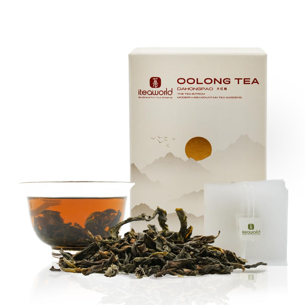 Iteaworld Organic Oolong Tea - Da Hong Pao 100G Unique Rock Aroma Eco-Conscious Tea Bags - Oolong Tea Loose Leaf Scent Whole Tea Leaves Organic Oolong Tea For Health With 20 Empty Tea Bags