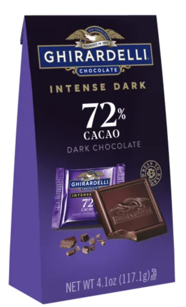 Intense Dark Chocolate Squares 72% Cacao Individually Wrapped Chocolates Medium Bag 4.1 Ounce