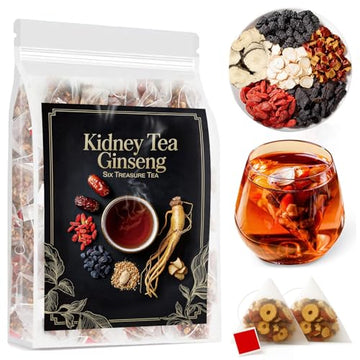 Ginseng Six Treasure Tea - Traditional Kidney Tea for Men & Women, Natural Herbal Formula Bags with 6 Precious Ingredients, Gift