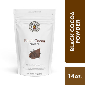 King Arthur Black Cocoa Powder - Dutch Processed, Unsweetened, Intense Dark Chocolate Flavor, 14 oz Resealable Bag for Baking, Brown