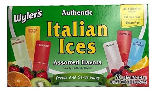 SINGLES TO GO! Wylers Italian Ices Original Flavors, 40 - 1.5 oz Pops - (Pack of 2)