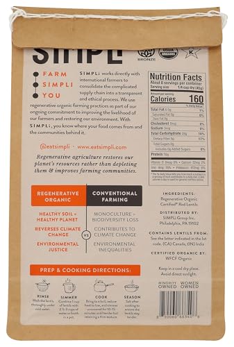 SIMPLI Organic Red Lentils 12 OZ