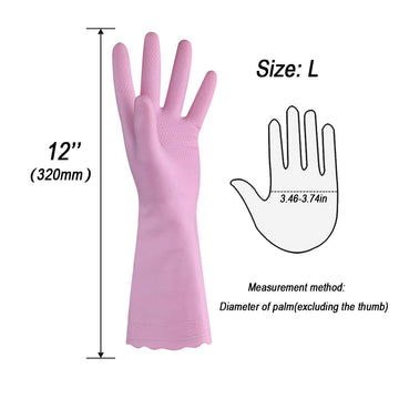 Household Cleaning Gloves - Reusable Kitchen Dishwashing Gloves With Latex Free, Cotton Lining, Waterproof, Non-Slip (Large, 3 P