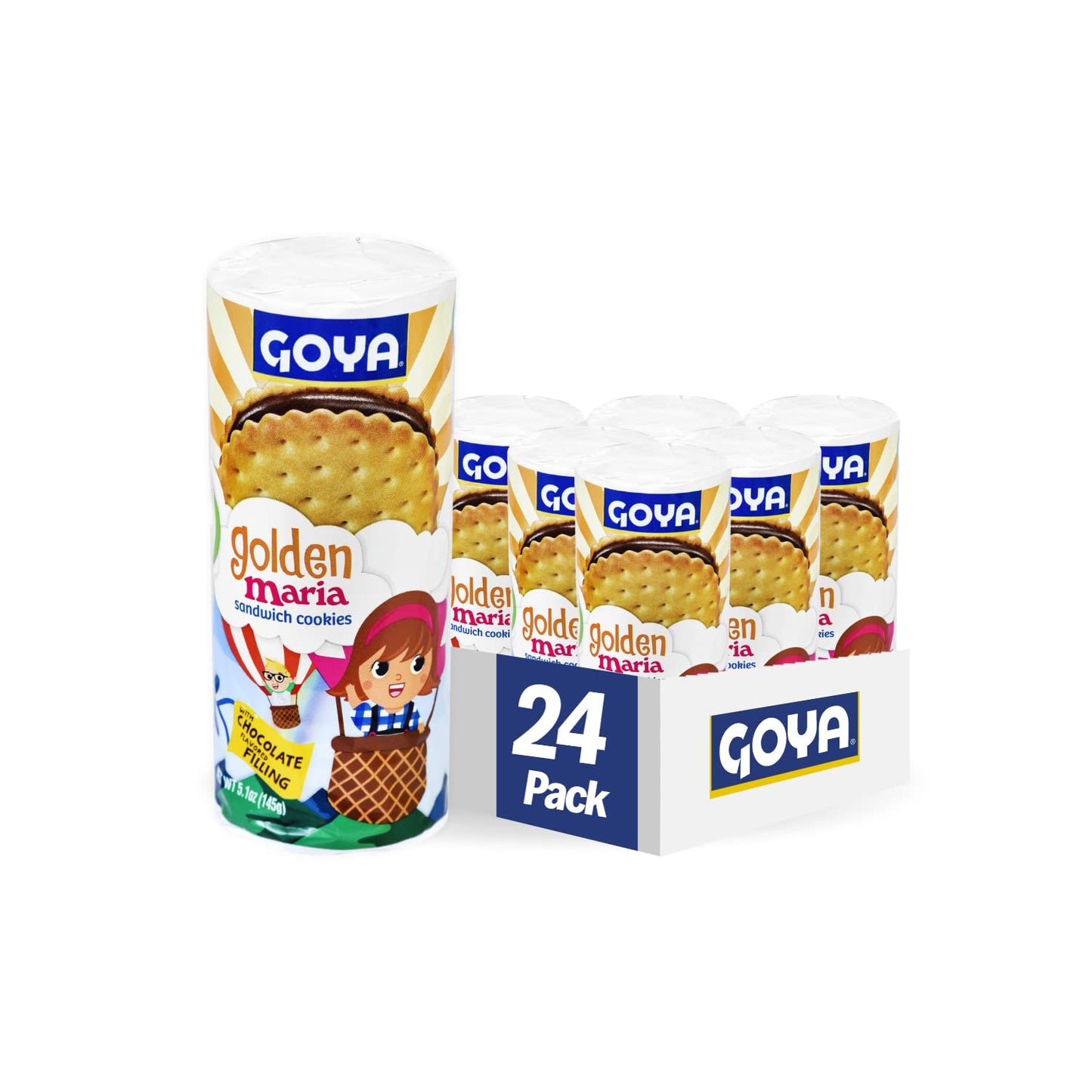 Goya Foods Golden Maria Sandwich Cookies With Chocolate Flavored Filling 5.1 Ounce (Pack Of 24)