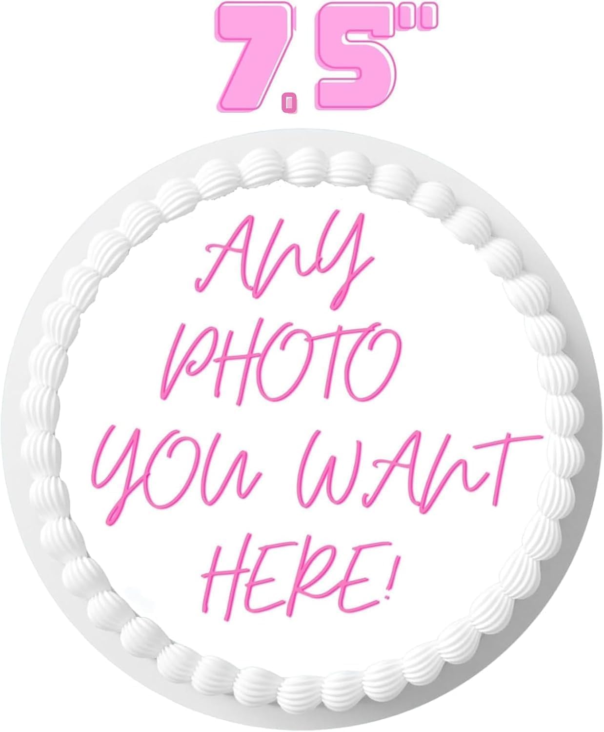 Custom Cake Topper Edible Personalized Pre Cut Your Own Image Birthday 7.5 Inch Customize Round Circle