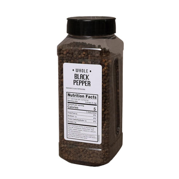 Sauer's Whole Black Pepper Canister - 1 Pound, Premium Quality Seasoning for Foodservice and Culinary Use