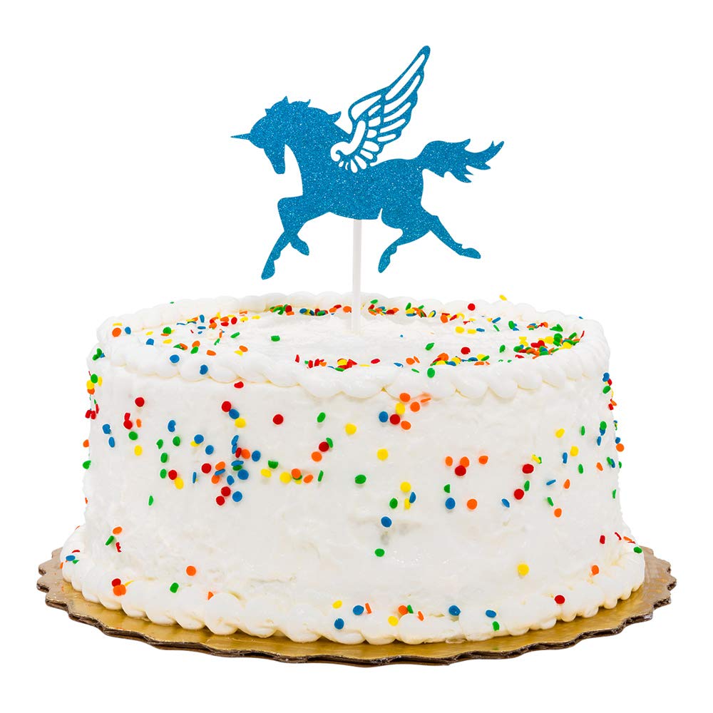 Restaurantware Top Cake 6 X 4.3 Inch Cake Toppers 100 Sturdy Cake Topper Inserts - Unicorn Design With Glitter Detail Blue Paper Cake Decoration For Birthdays Baby Showers And Weddings