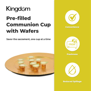 Kingdom Prefilled Communion Cup With Wafers(100 Ct - White Juice) Sealed In A Single-Serving Container With One-Year Shelf Life,