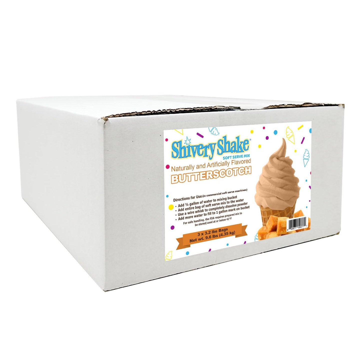 Shivery Shake Soft Serve Ice Cream Mix, 3 x 3.2 lb case, Butterscotch