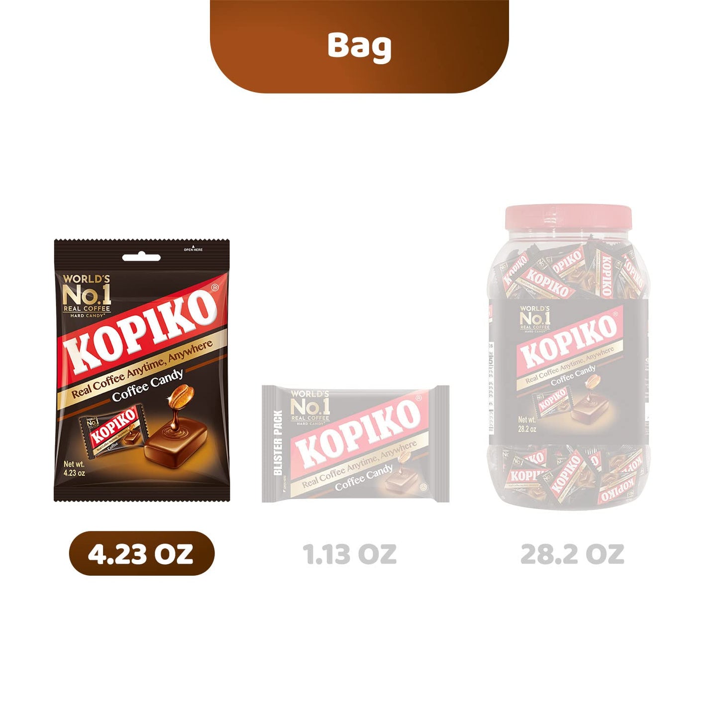 Kopiko Cappuccino Coffee Candy - 4.23 Ounce Pack - Brown