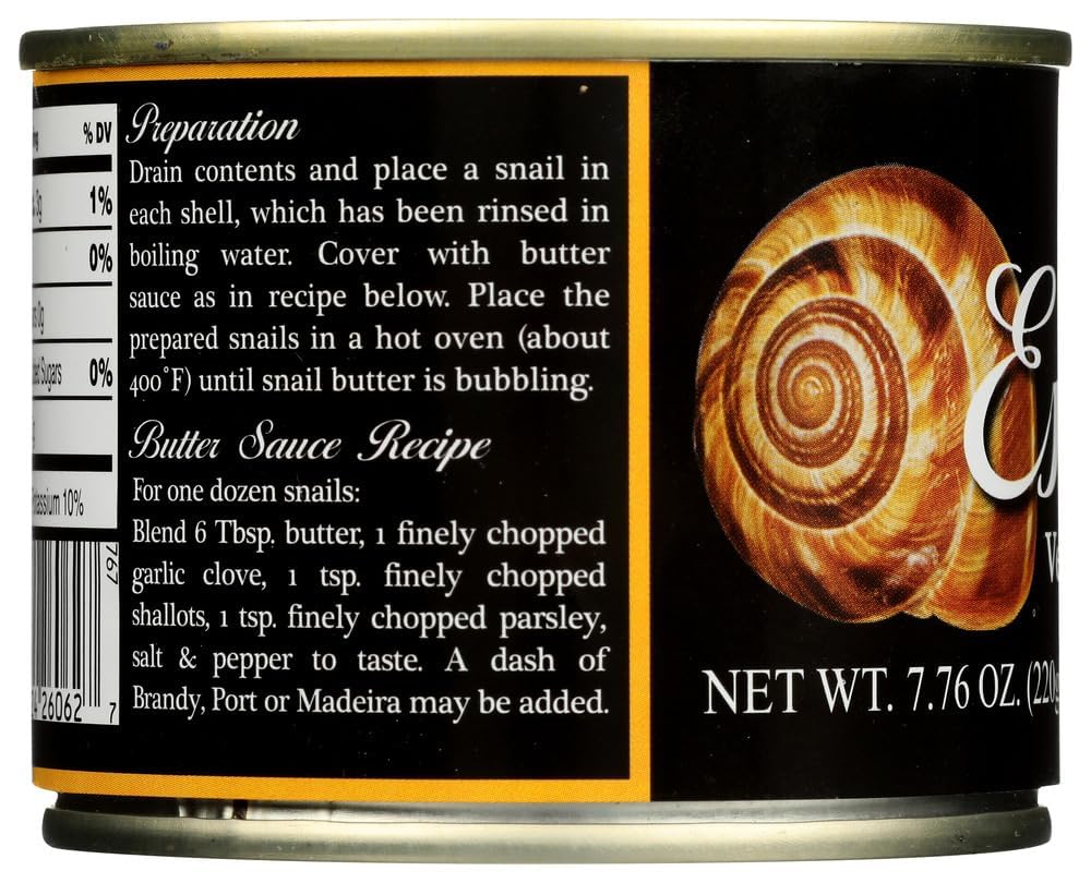 Roland Very Large Escargot Snails, 7.75 oz Can - Gourmet Snails for Cooking and Recipes