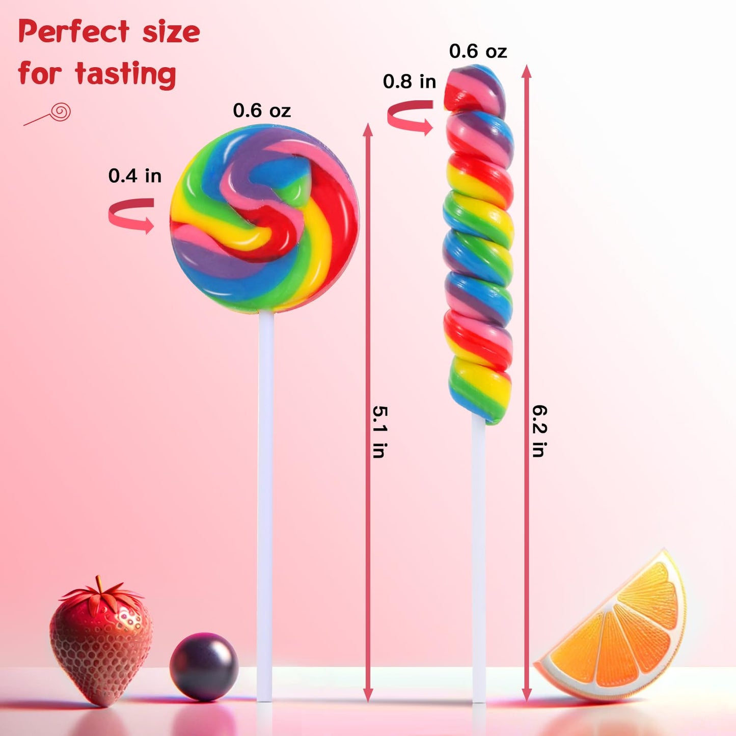 Big Size! 24 Pack Twisty Lollipop, Swirl Lollipop, Rainbow Twist and Swirl Lollipops Individually Wrapped Bulk, Kid s Lollipops