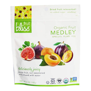 Fruit Bliss Dried Fruit Mix Fruit Medley of Organic, Dried & Pitted Apricots, Plums & Figs - Organic Fruit Snacks, Dried Fru