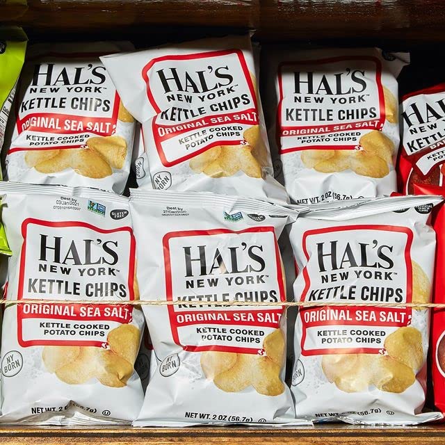 Hal'S New York Kettle Cooked Gluten Free Original Sea Salt Salted Potato Chip Crisps, 2 Oz (Pack Of 6)
