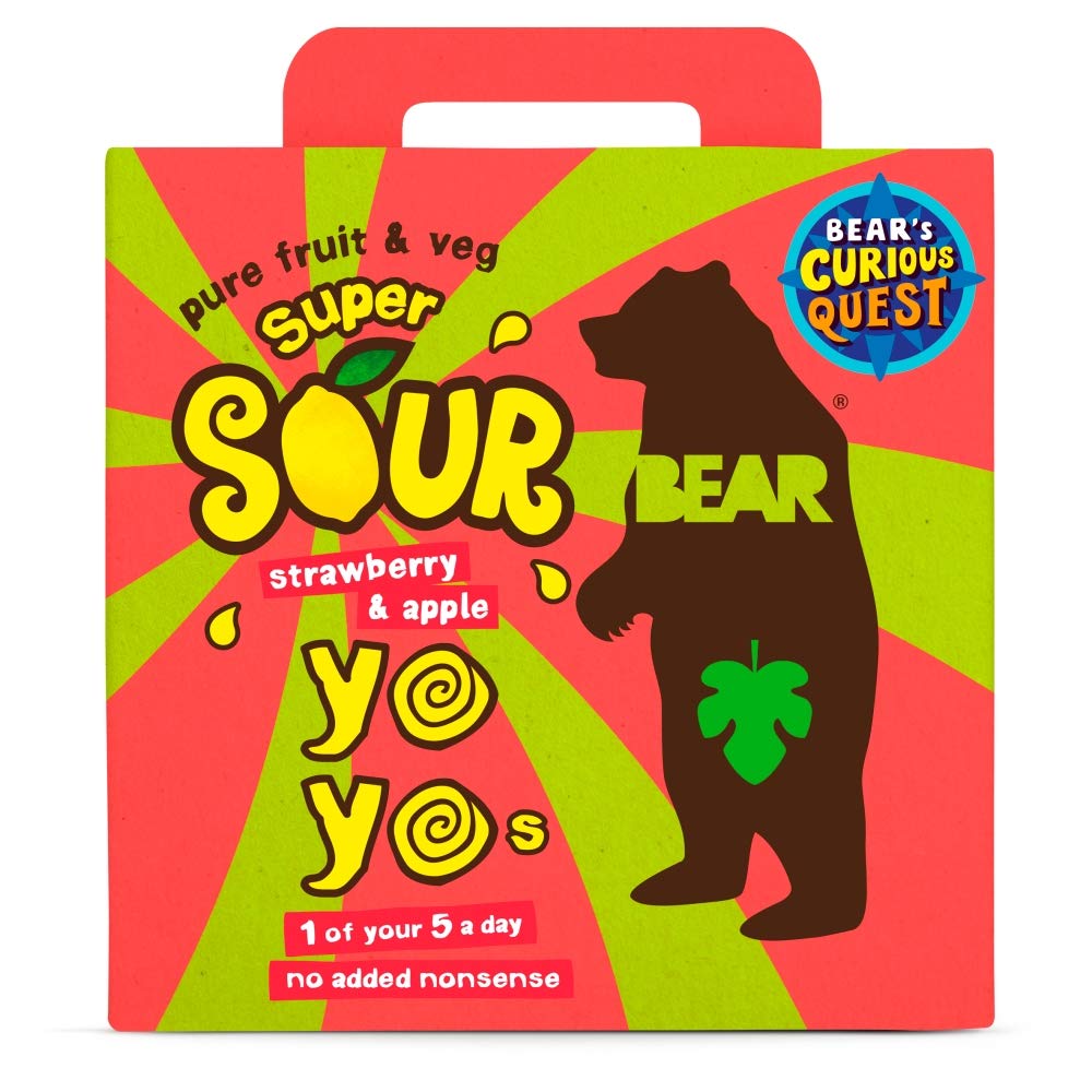Bear Yo Yos Super Sour Strawberry And Apple 10 Fruit Rolls