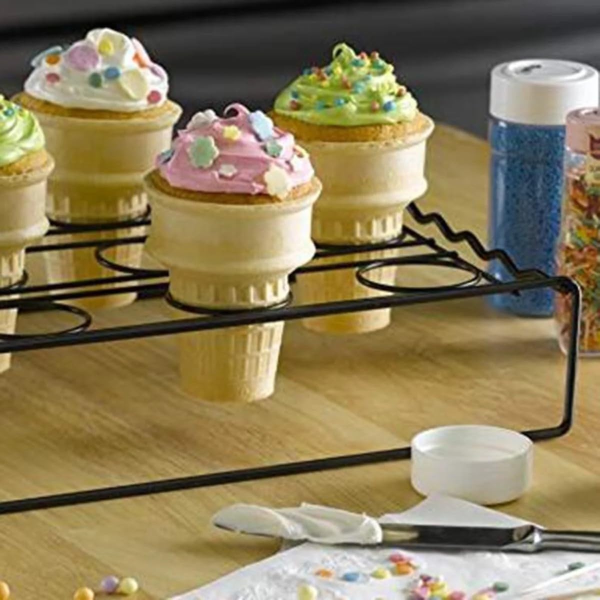 Joy Mini cups Miniature Ice cream cones For Kids Desserts cupcake cones cake Pops 42 count (1 Box42 cones)