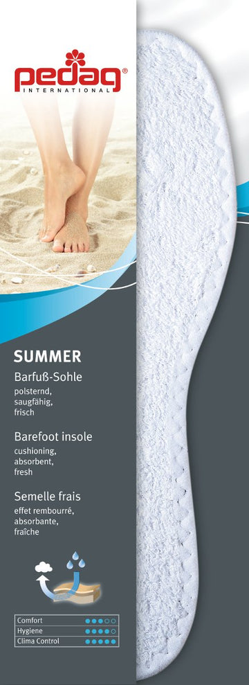 Pedag Summer | Terry Cotton Sockless Insoles | Barefoot Inserts | Handmade In Germany | Absorbs Sweat & Controls Odor | Ideal Fo