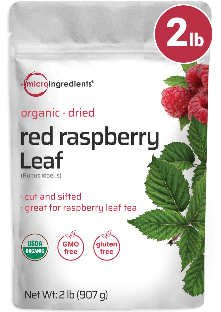 Organic Dried Raspberry Leaf Tea 2Lbs | Refills Up To 907 Tea Bags | Top-Grade Source From Germany For Herbal Maternity Use Tea | Cut & Sifted Whole Leaves | Non-Gmo No Sugar Eco-Friendly Recyclable Bags