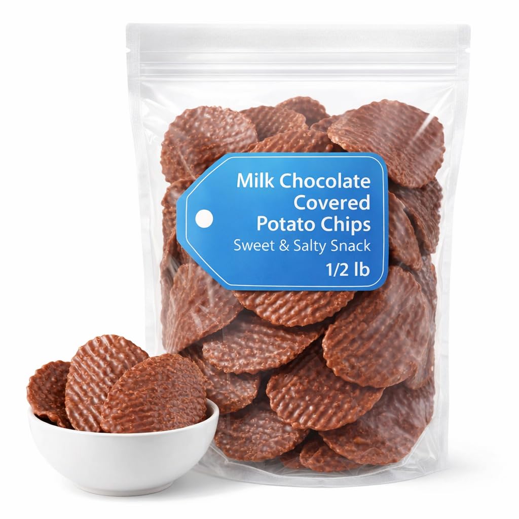 Milk Chocolate Covered Potato Chips, Sweet & Salty Snack, 1/2 lb