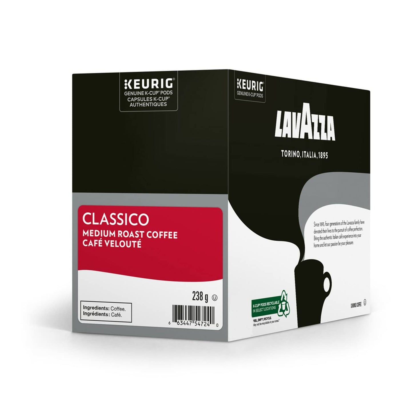 Lavazza Classico Coffee compact pieces for Keurig 2.0, 96-Pack, Espresso Pods, Improved Taste