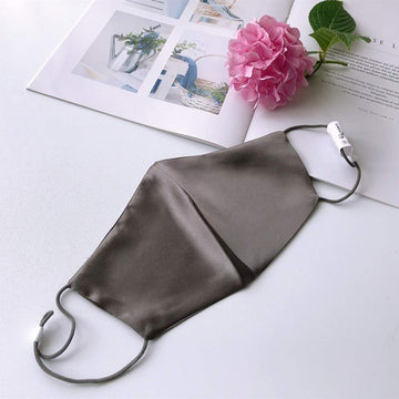 Silk Face Mask For Women Grey Mask Reusable Breathable Mask For Men-Dark Gray