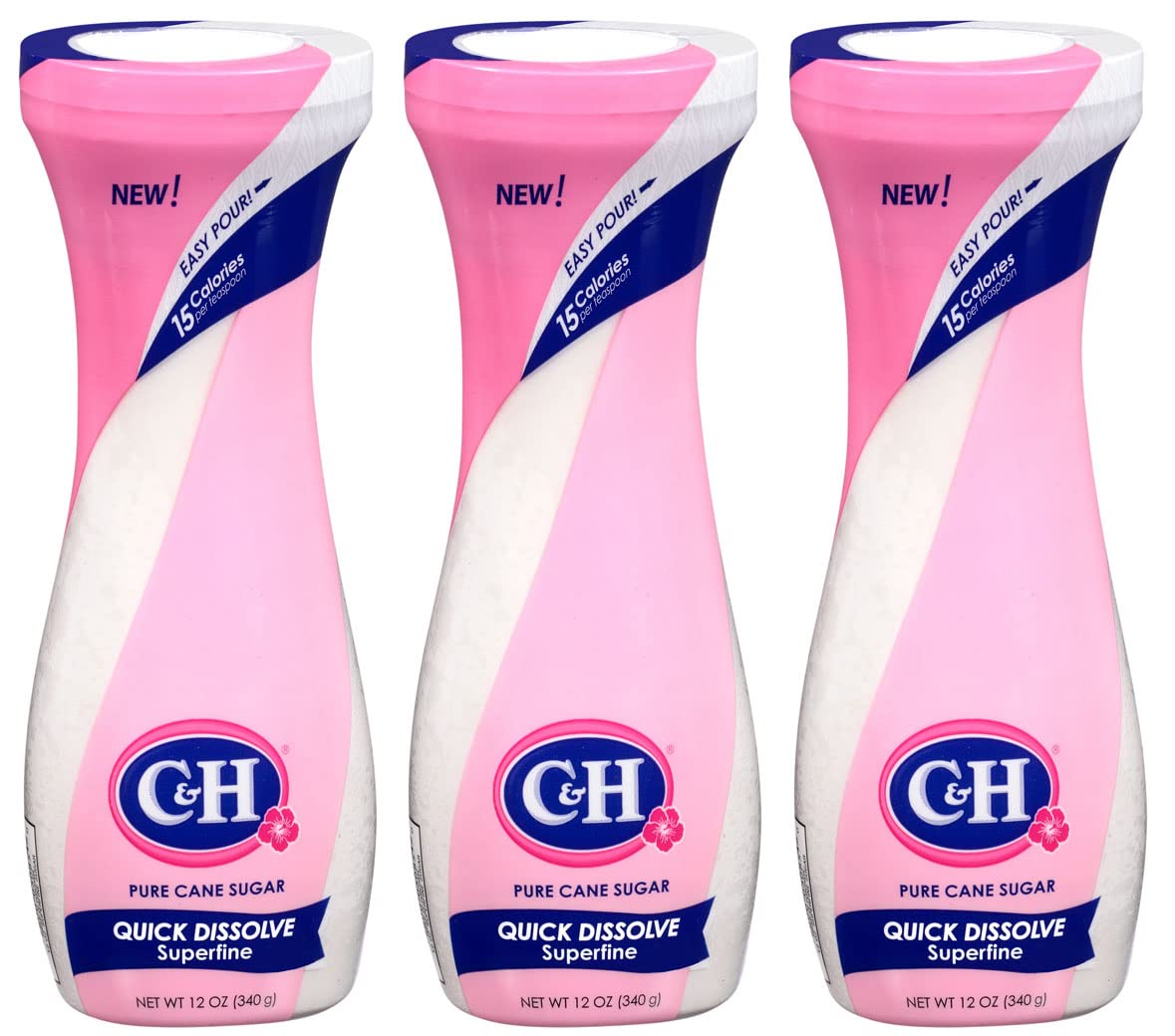 C&H Superfine Sugar 12 Oz Flip Top Sugar Canisters (Pack Of 3)