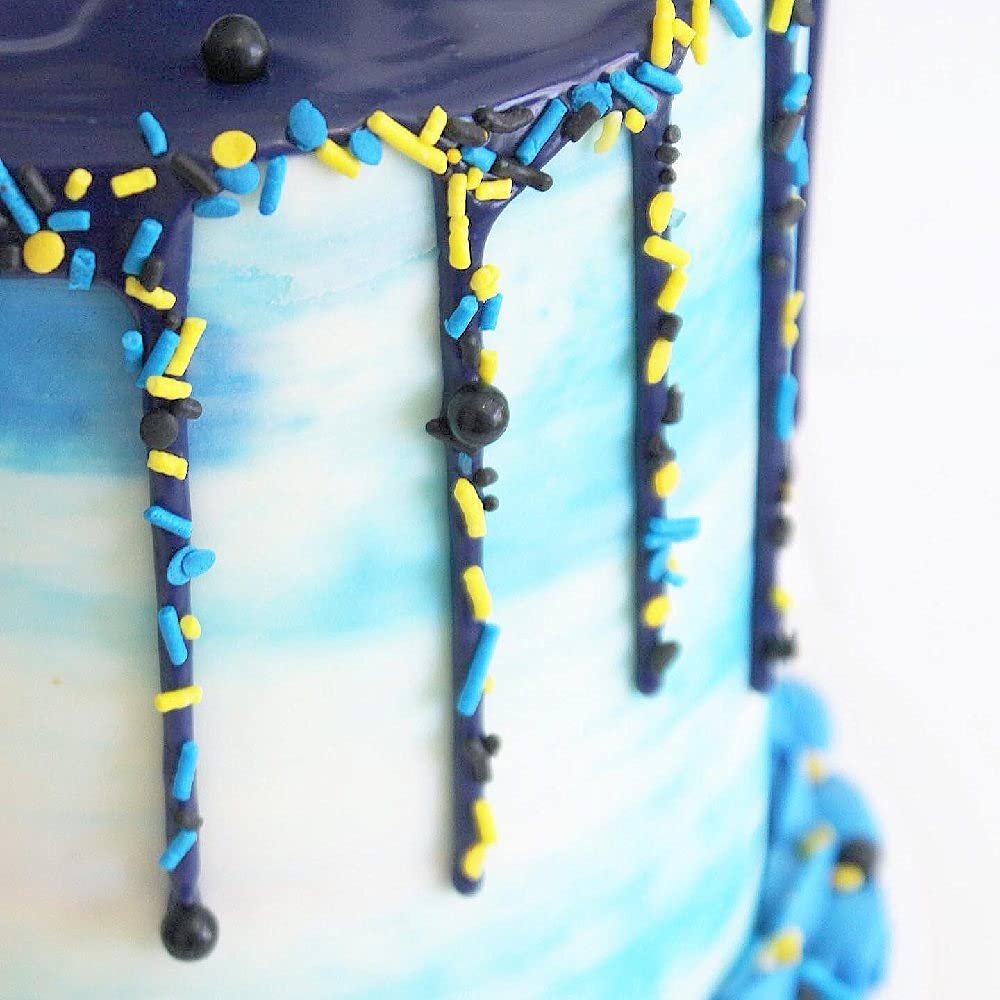 Sweets & Boutique Batman Cake Decorations - Blue & Yellow Sprinkles with Black Sugar Pearls