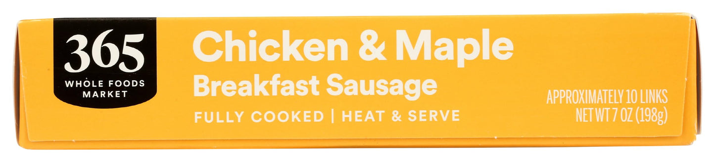 365 Everyday Value, Chicken & Maple Breakfast Sausage (Frozen), 10 Count