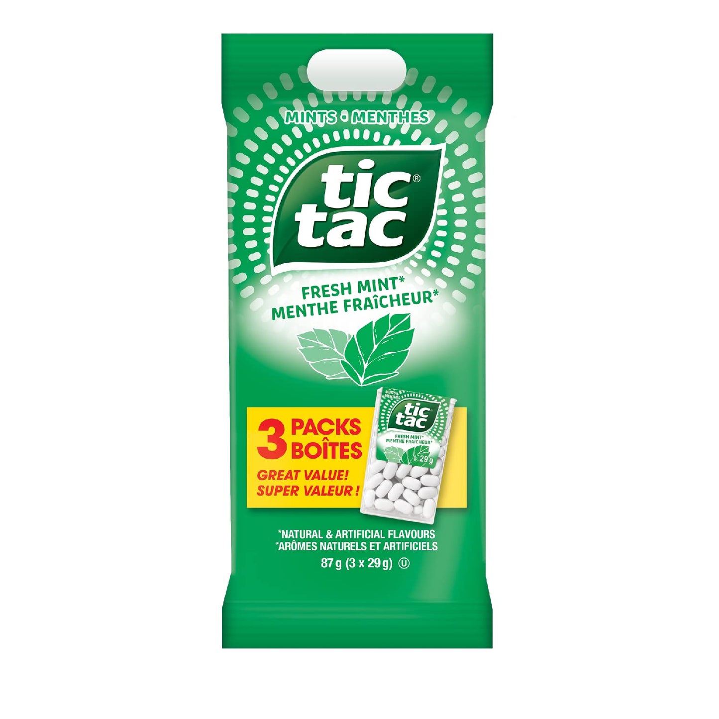TIC TAC Mints, Fresh Mint, Mint Candy, 29g Singles, 3 Count Candy Mint Sleeve