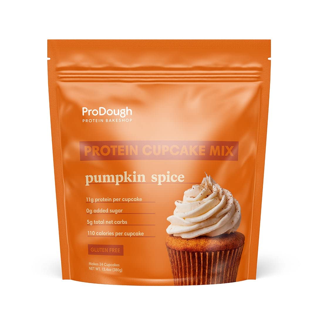 Prodough High Protein- Gluten Free Cupcake Mix Low Carb 13G Of Protein Per Cupcake No Added Sugars Keto Friendly Makes 12 Healthy Dessert (Pumpkin Spice)