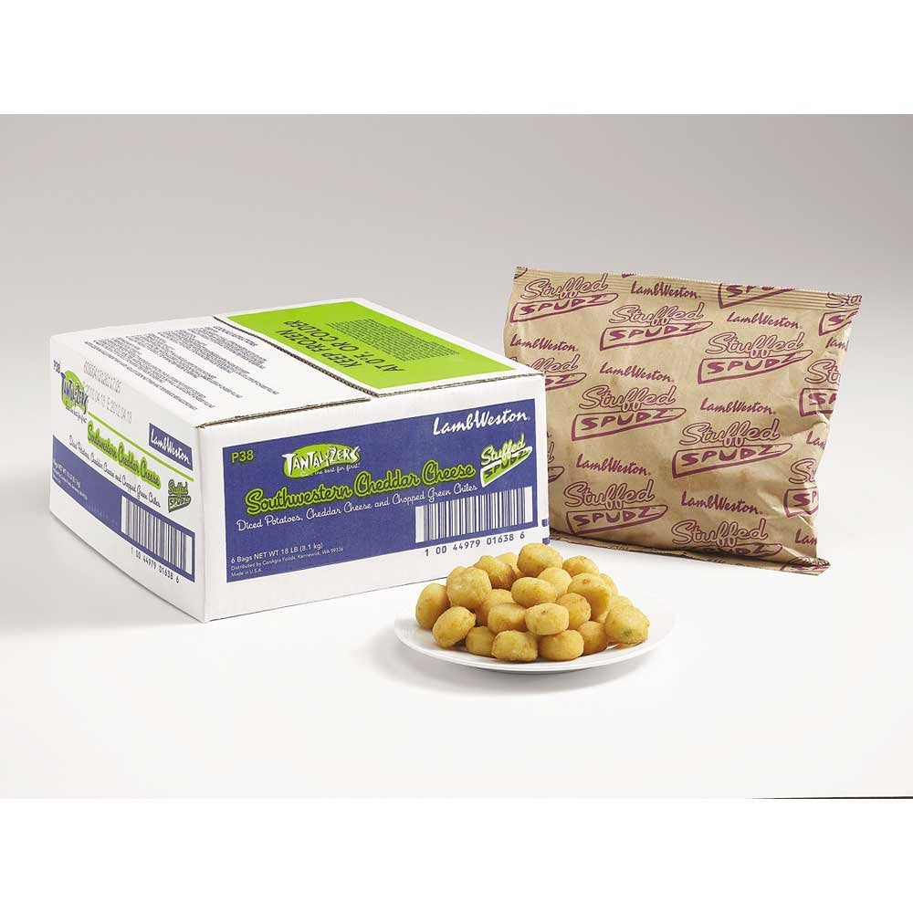 Lamb Weston Tantalizers Stuffed Spudz Round Southwestern Cheddar, 3 Pound -- 6 per case.
