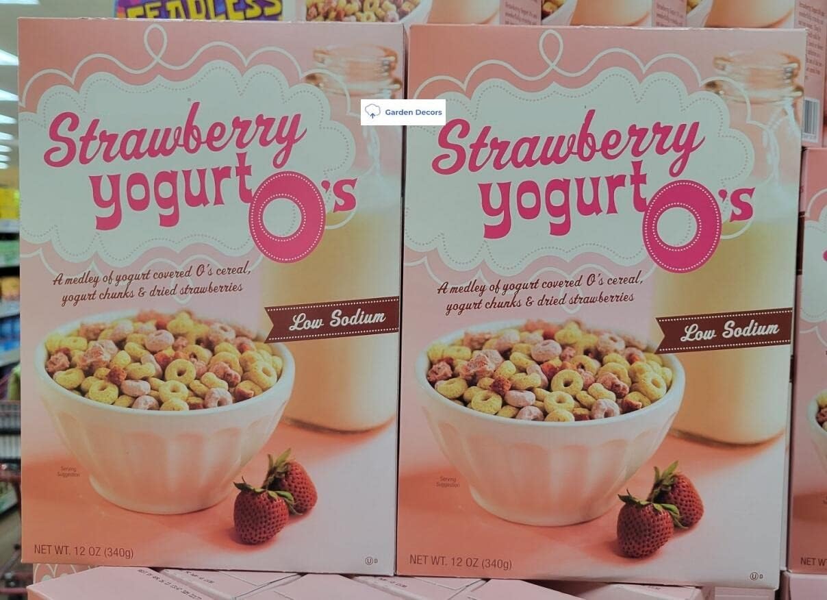Trader Joe Strawberry Yogurt Os Cereal Low Sodium 12oz 340g (Two Boxes)