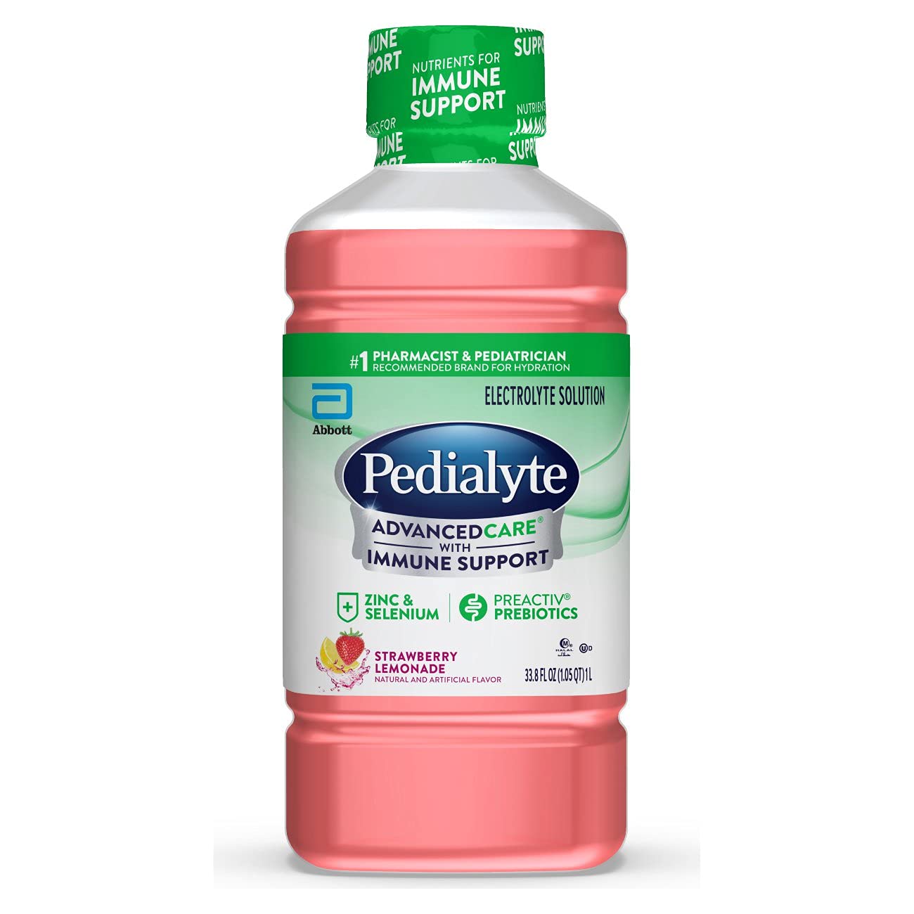 Pedialyte AdvancedCare Electrolyte Solution Has PreActivPrebiotics | Hydration Drink | Strawberry Lemonade, 1 Liter