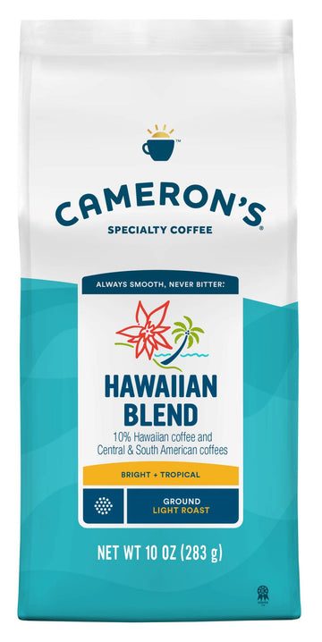 Camerons Coffee Roasted Ground Coffee, Hawaiian Blend, 10 Ounce, Pack of 6