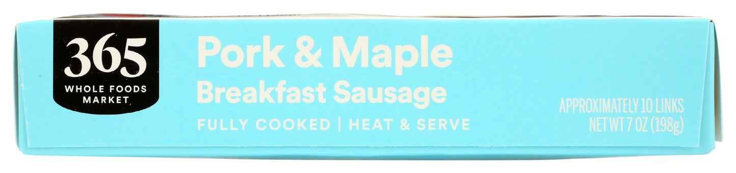 365 Everyday Value Pork & Maple Breakfast Sausage Links, (approximately 10 links), (Frozen), 7 oz