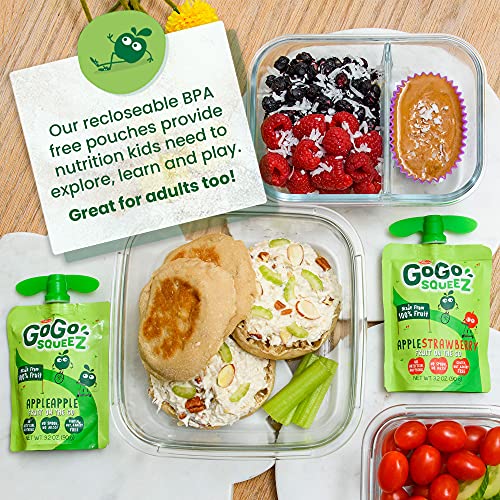 GoGo squeeZ Applesauce & Fruit Puree, Unsweetened, 3.2 oz (Pack of 20), Gluten Free, Nut Free, BPA Free, Model 280166