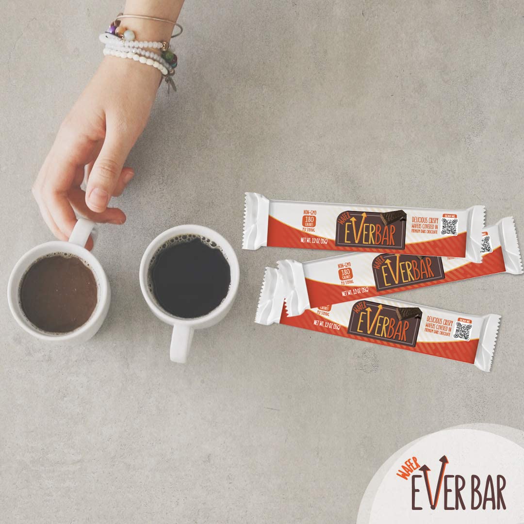 EverBar Dark Chocolate Wafer Candy Bars, Non-GMO, 24 Count, Bite-Size, Brown