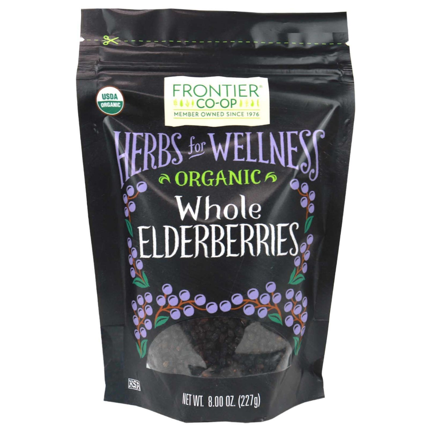 Frontier Elderberries, Whole, Organic, 8 Ounce
