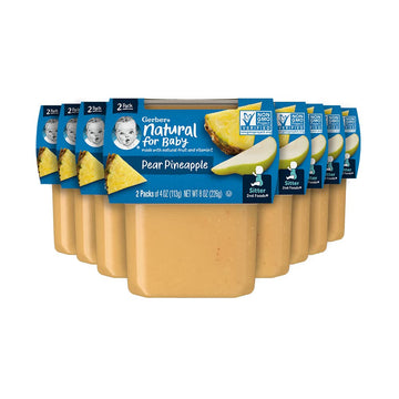Gerber Stage 2 Baby Food, Pear Pineapple Puree Tub, Baby Puree, 16Pk