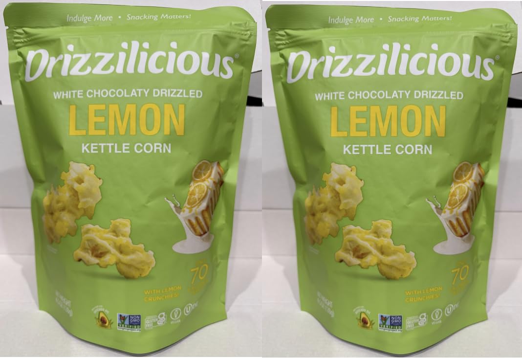 Pack of 2 White Chocolaty drizzed Lemon kettle corn. 4.5oz each