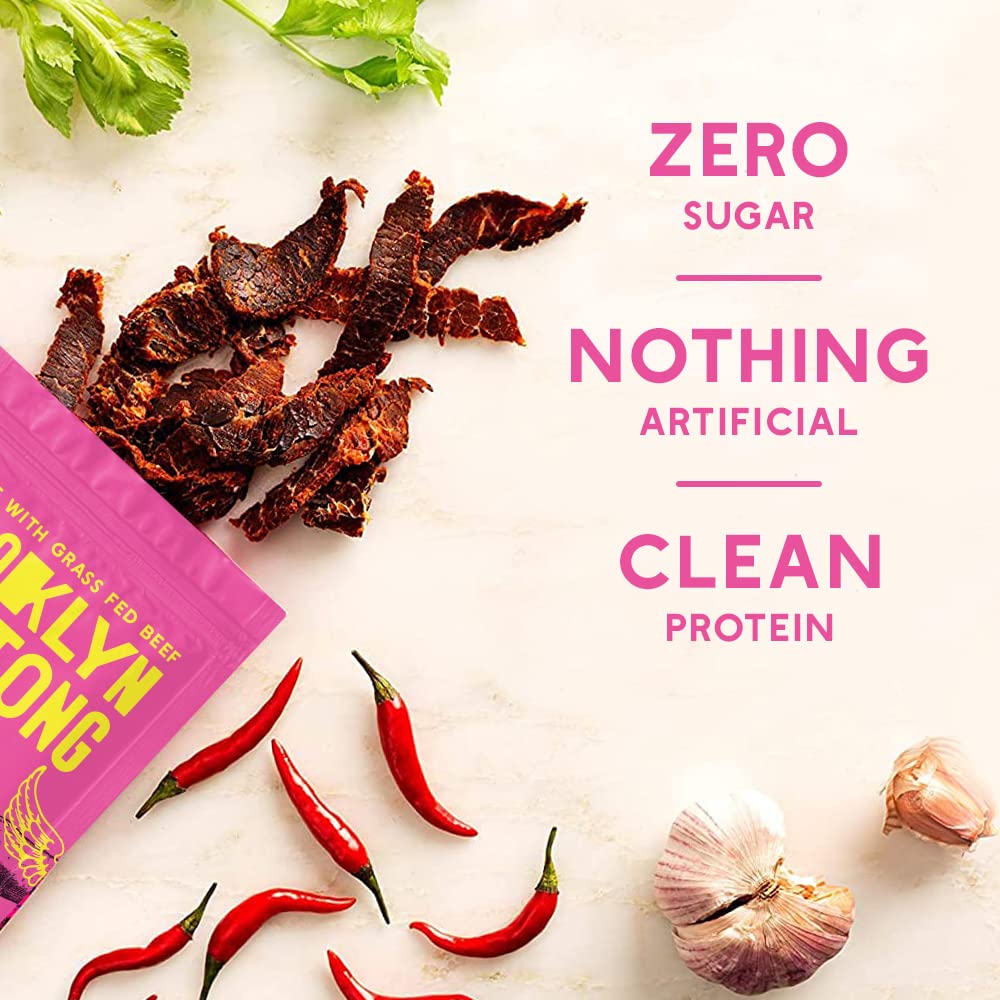 Brooklyn Biltong Air Dried Grass Fed Beef Snack, South African Beef Jerky (2 oz, Pack of 8) - Whole30 Approved, Paleo, Keto, Glu