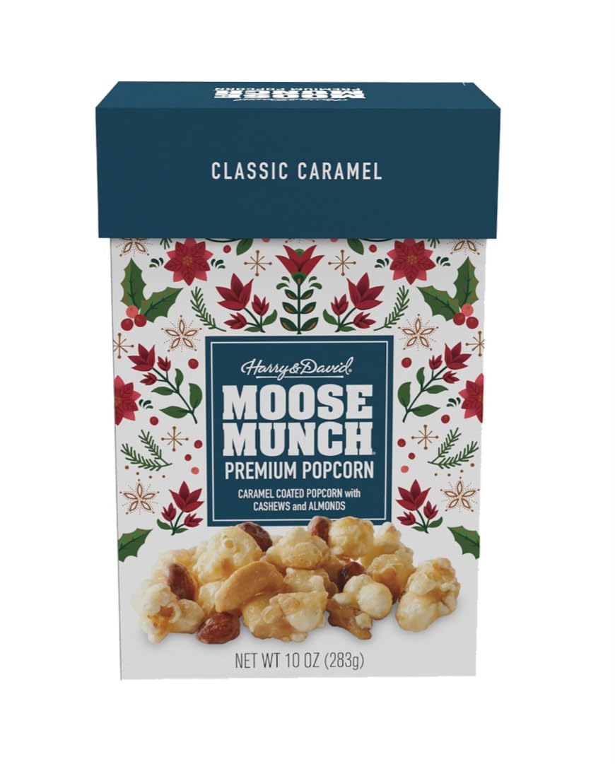 Harry & David Classic Caramel Moose Munch Box Top-Grade Popcorn 10Oz