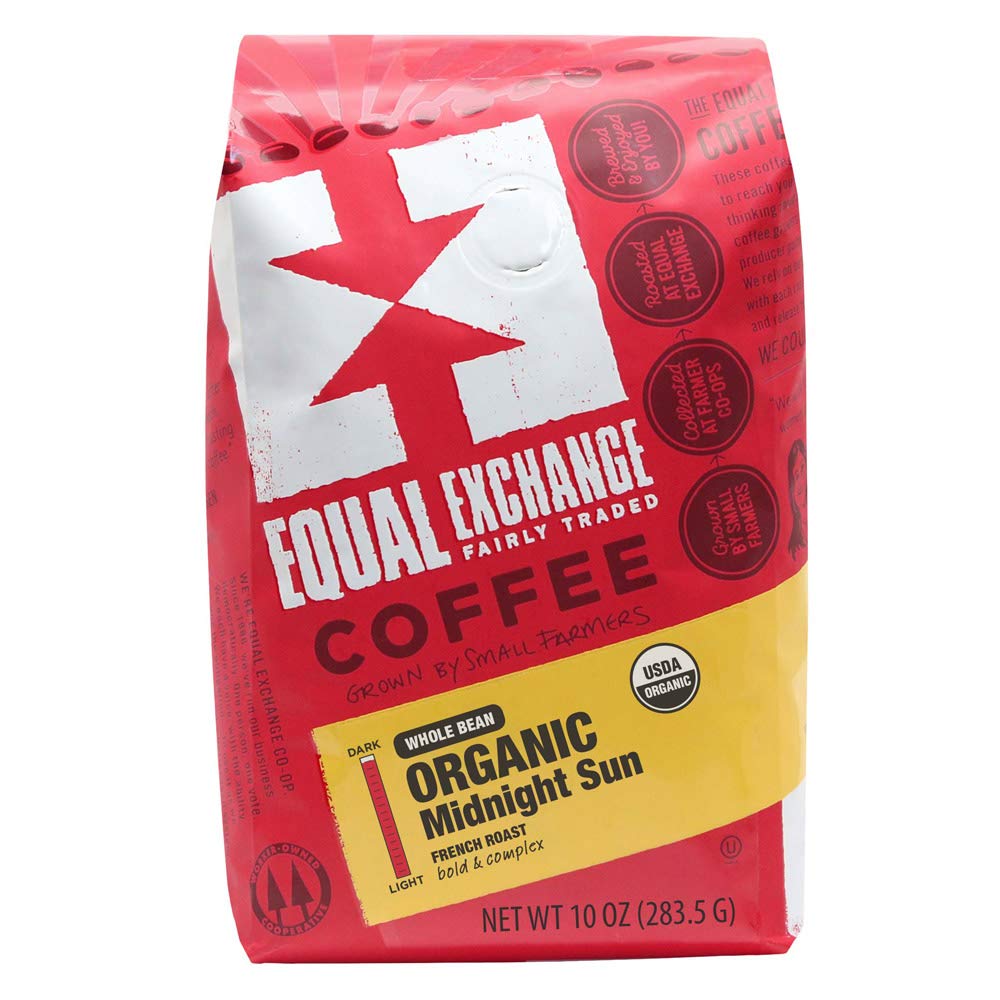Equal Exchange Organic Whole Bean Coffee, Midnight Sun, 10-Ounce Bag (Pack of 6)