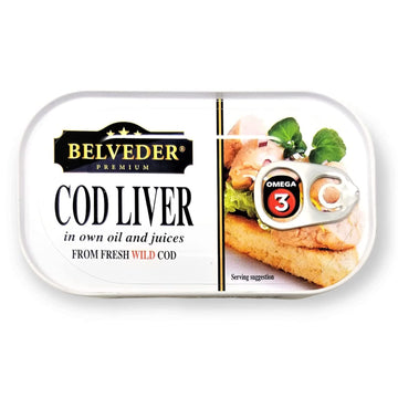 Belveder Wild Cod Liver 120G Can From Iceland Pack Of 12